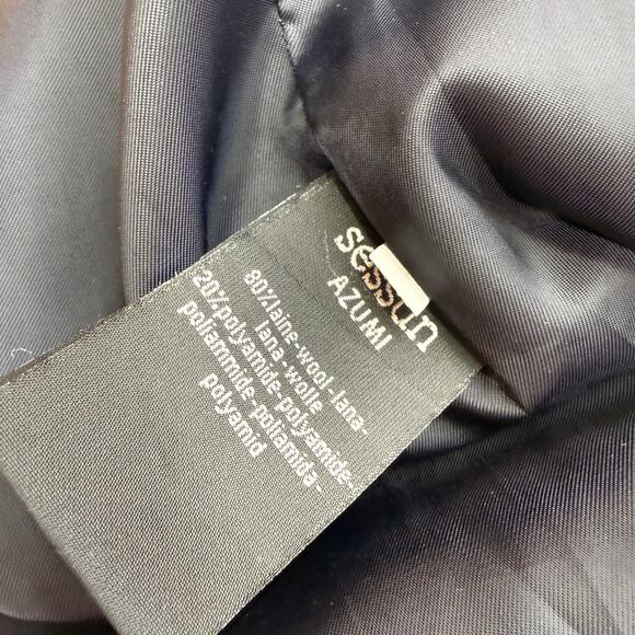 Sessun Azumi Women's Black Wool Collarless Coat Jacket Size Small - Picture 2 of 8